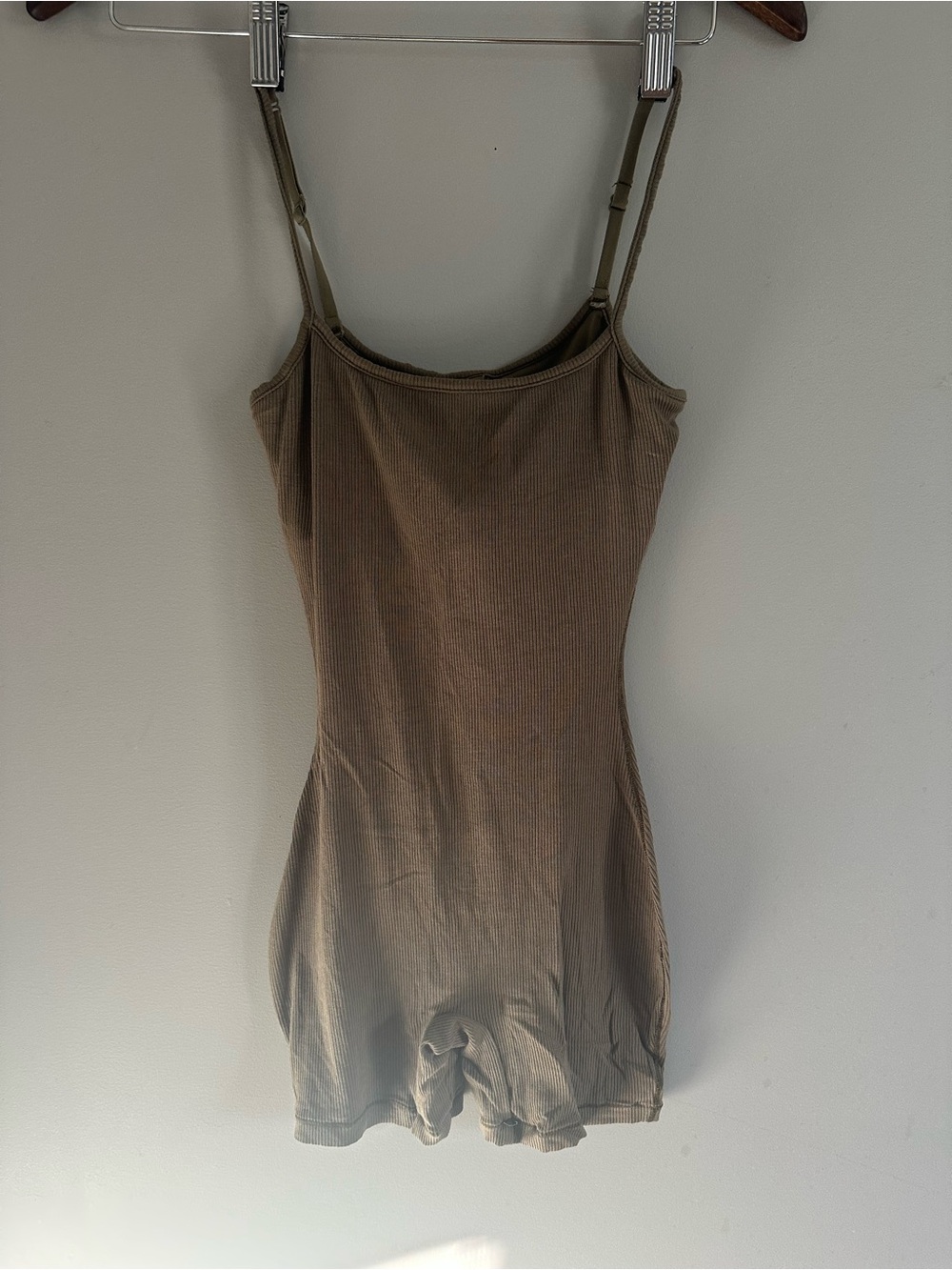 SKIMS Olive Ribbed Stretch Romper